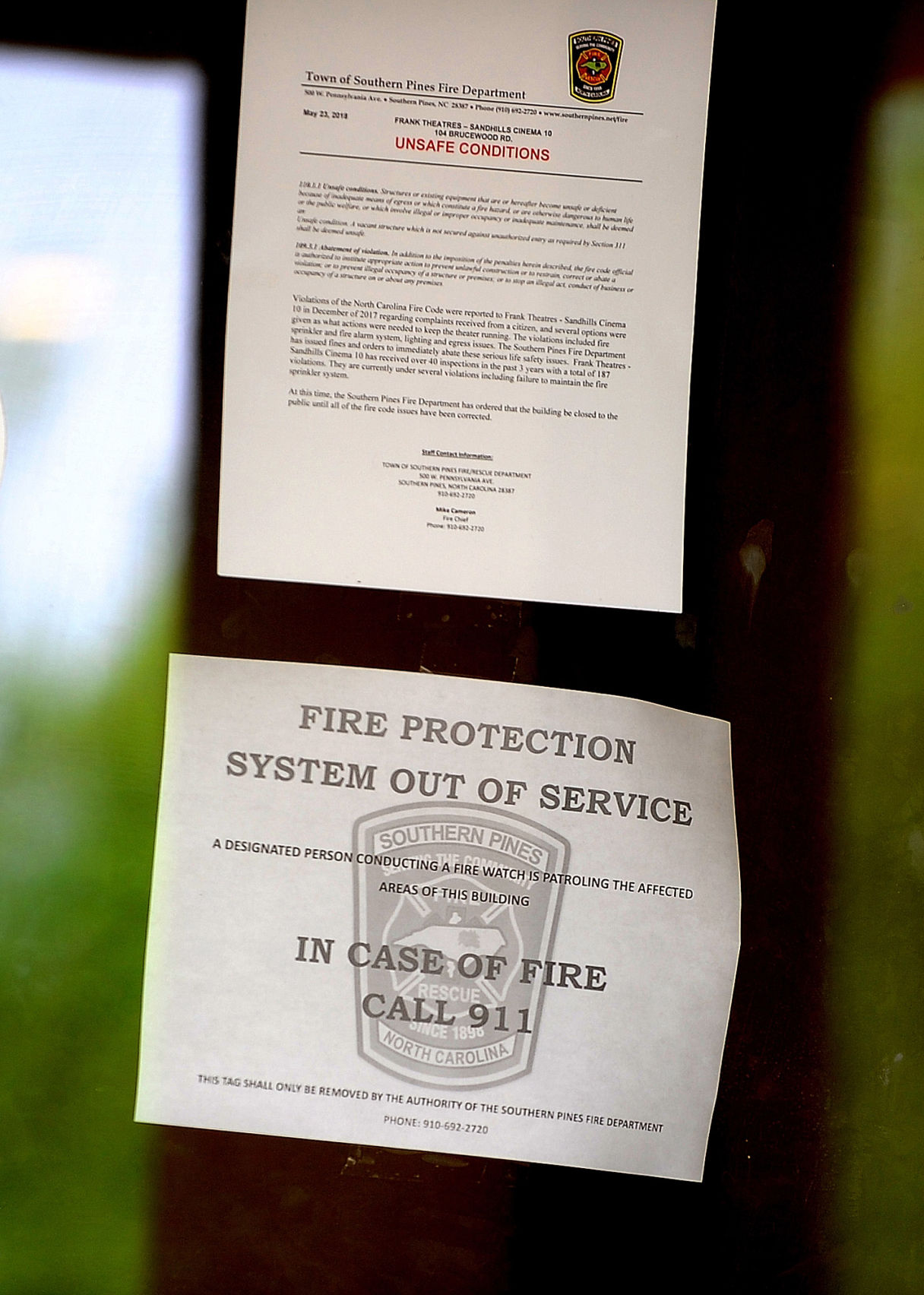 Notices Posted at the Entrance of Sandhills Cinemas 10.